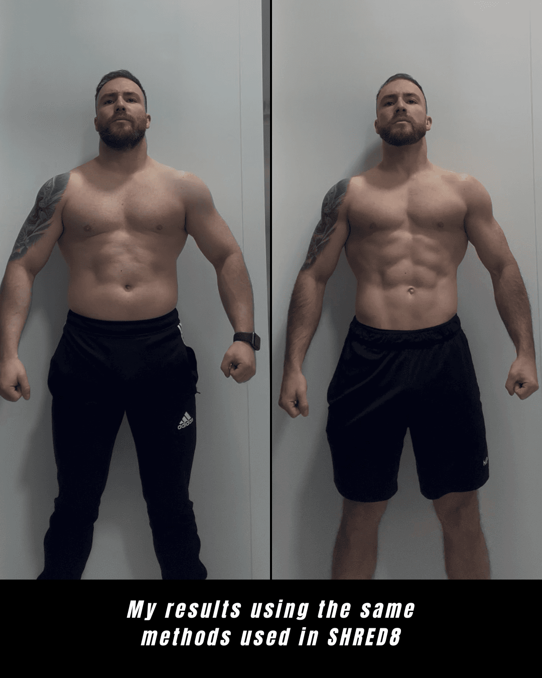 Transformation showing visible physique progress