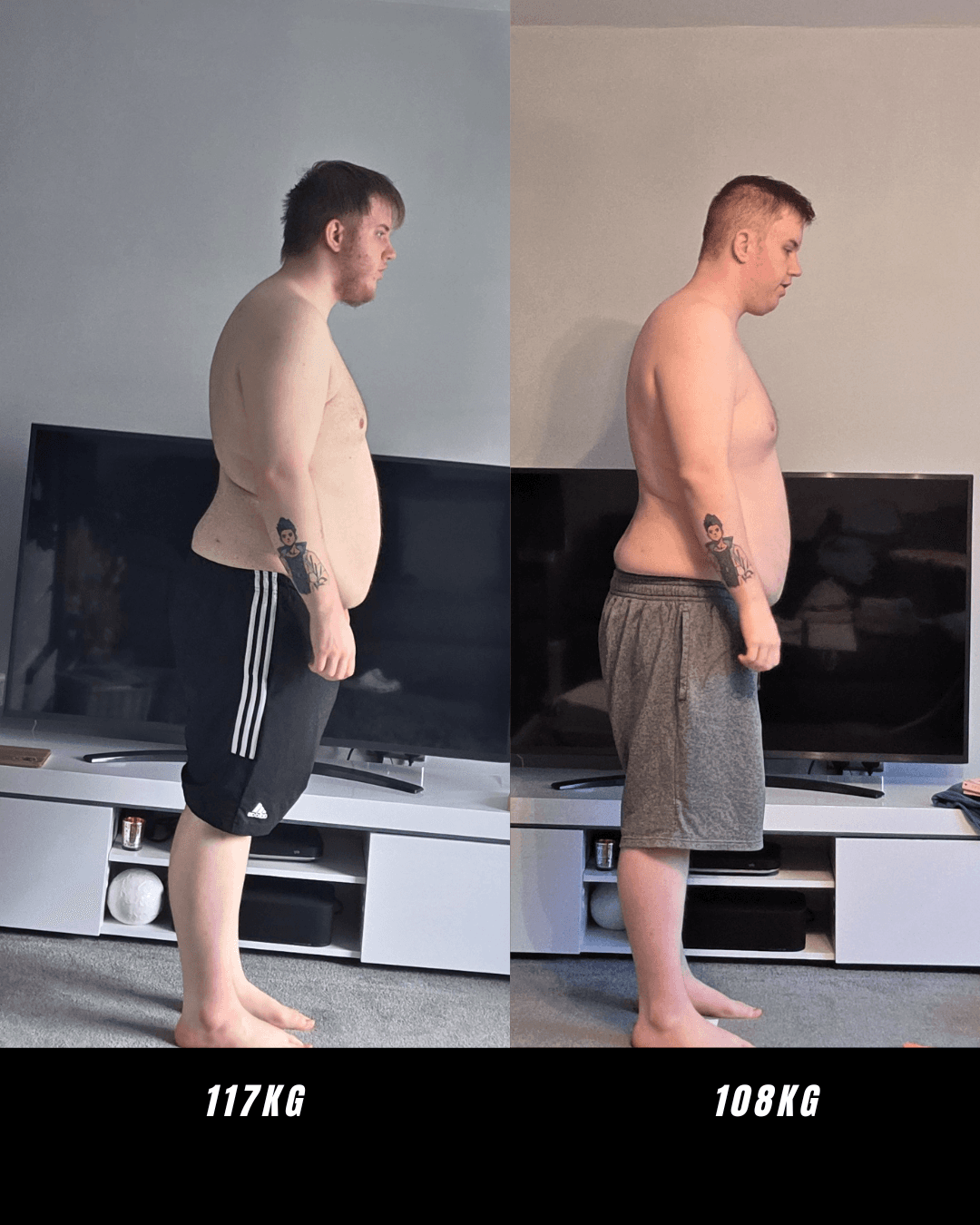 Client progress photo comparison