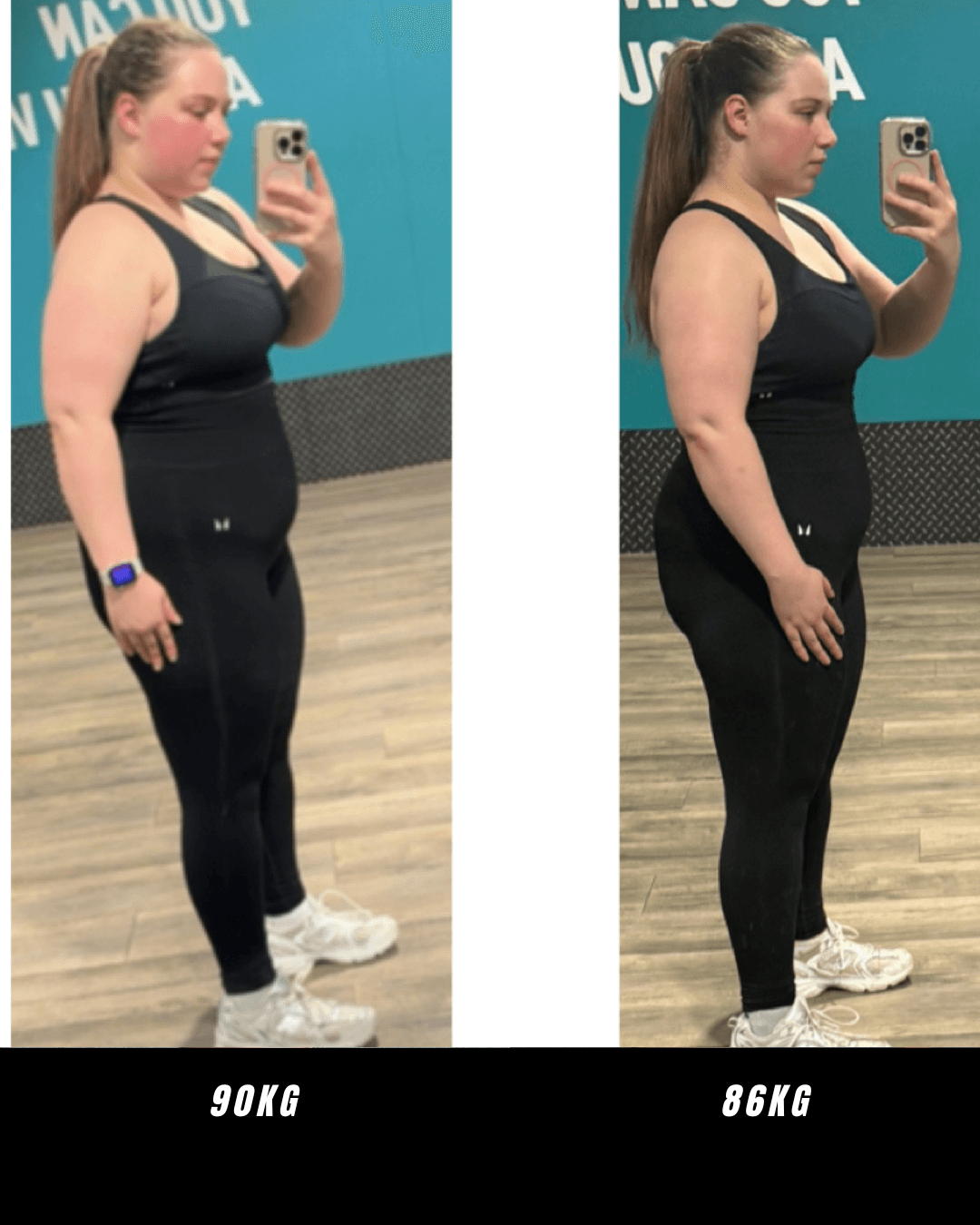Before and after body composition change